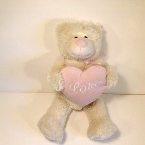 Chrisha Playful Creations 2008 Biege Bear Holding Love Pillow 16"